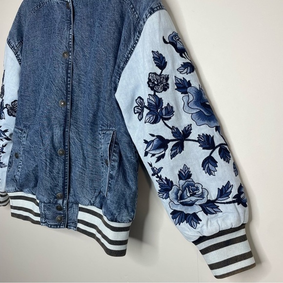 NWT We The Free Floral Varsity Jacket XS Free People - Picture 5 of 12